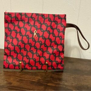 A Rare Roberta di Camerino Red/Green Monogram Vintage Cosmetic Makeup Bag